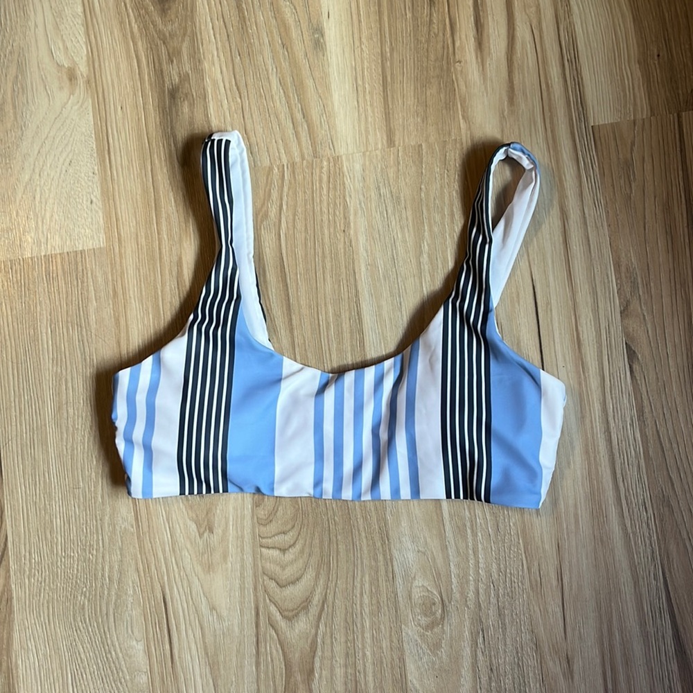 Blue striped bikini top